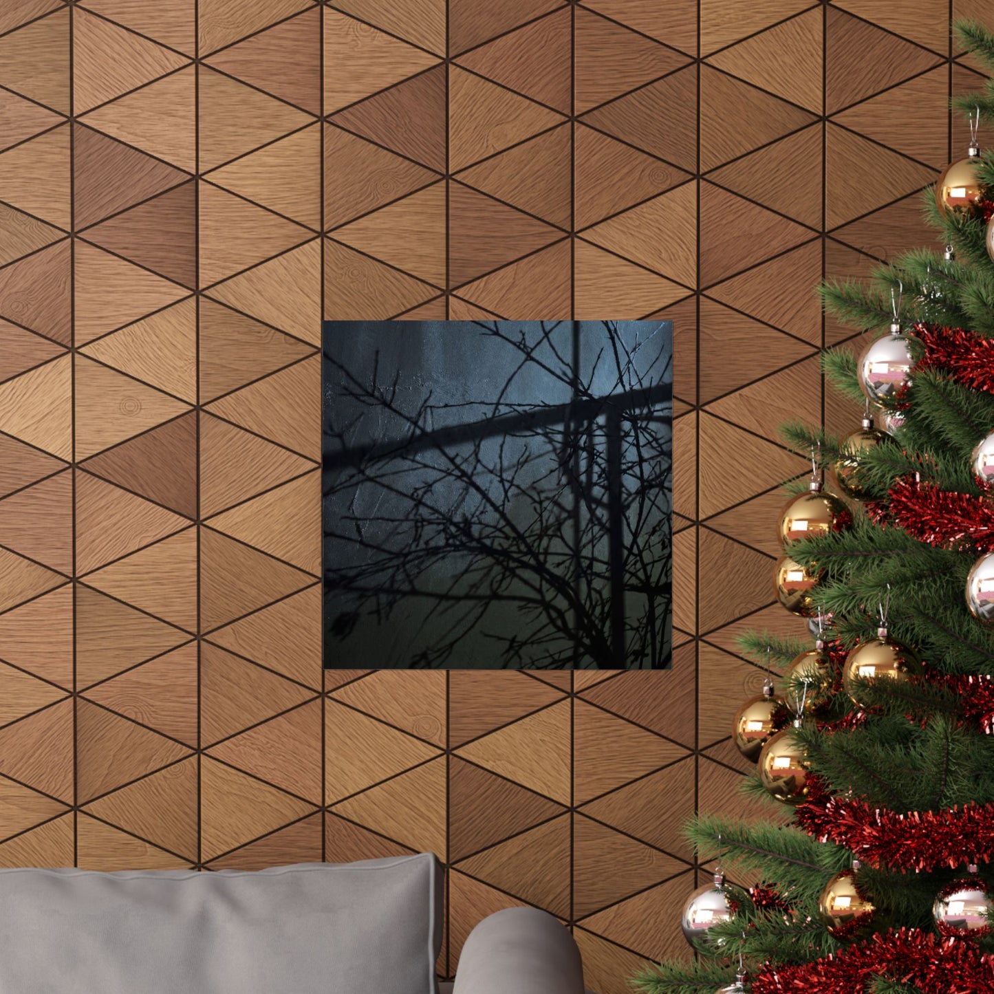 Shadow Play Winter Wall Art Print | Dark Japandi Luxurious Design