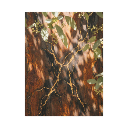 Kanso Rust Patina Canvas Art - Kintsugi Gold Vein