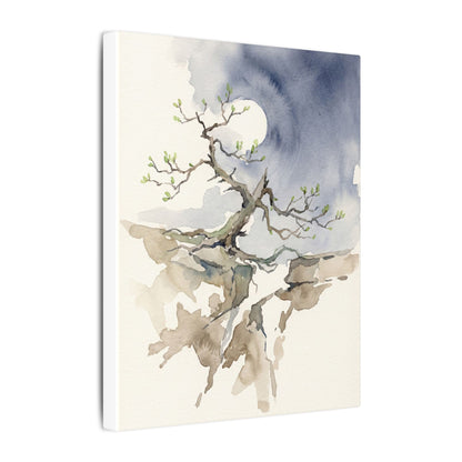 Moonlight Pine Tree Canvas Art - Japandi Ma