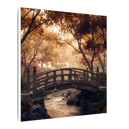 Autumn Wooden Bridge Gold Vein Canvas Art | Resilient Decor