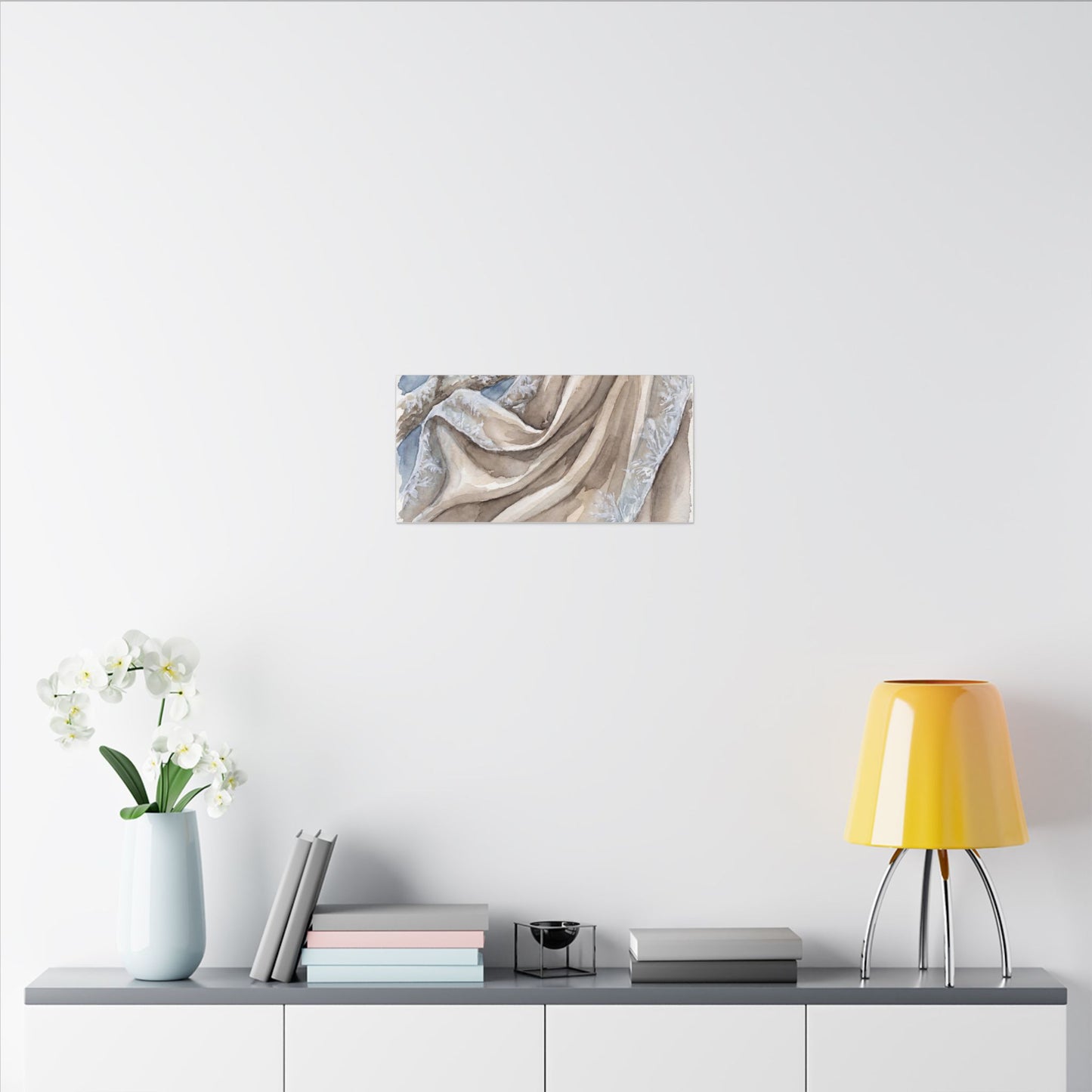 Silk Drape Winter Canvas Art | Japandi Cozy Design