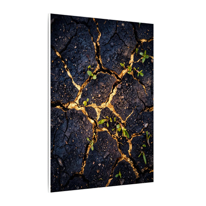 Spring Cracked Earth Crackle Gold Canvas Art | Healing Decor