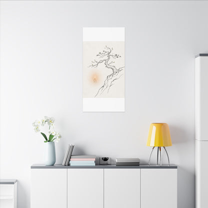 Candlelight Pine Tree Canvas Art - Japandi Shibui