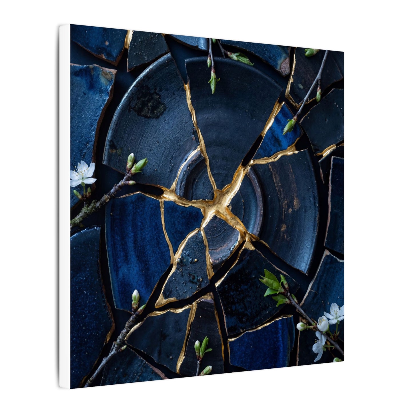 Moonlight Broken Pottery Canvas Art - Kintsugi Fukinsei