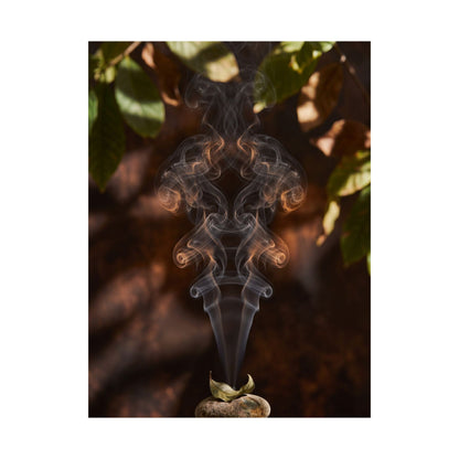 Dark Japandi Incense Smoke in Dappled | Shadow Zen Wall Art Print