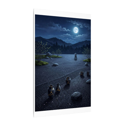 Kintsugi Moonlit Garden in Moonlight | Gold Repair Canvas Art