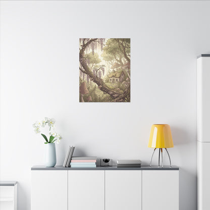 Summer Wisteria Mushroom Illustration Canvas Art | Enchanting Decor