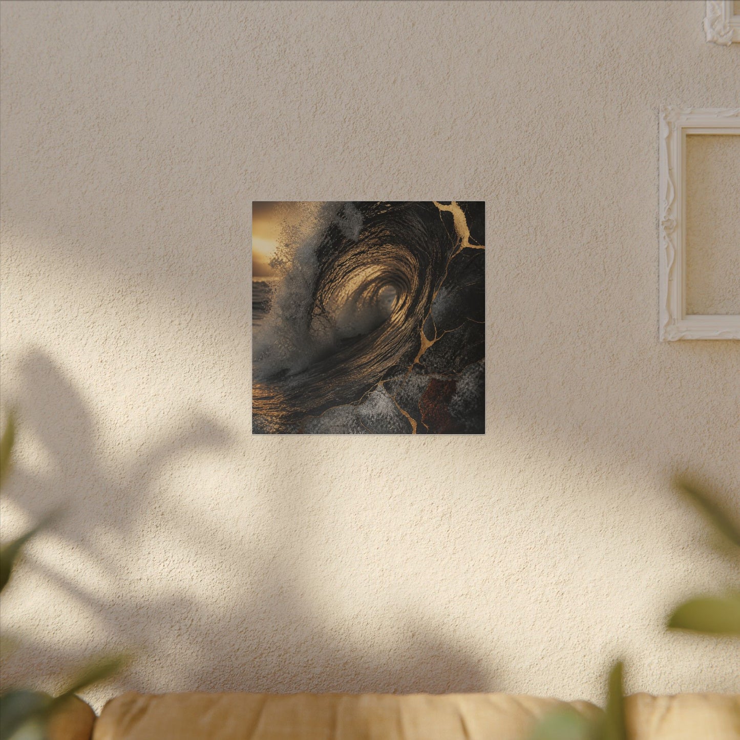 Kanso Ocean Wave Canvas Art - Kintsugi Gold Vein