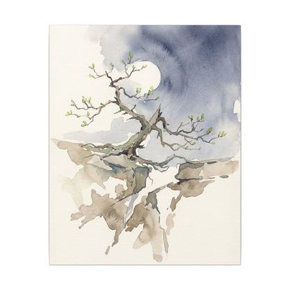 Moonlight Pine Tree Canvas Art - Japandi Ma