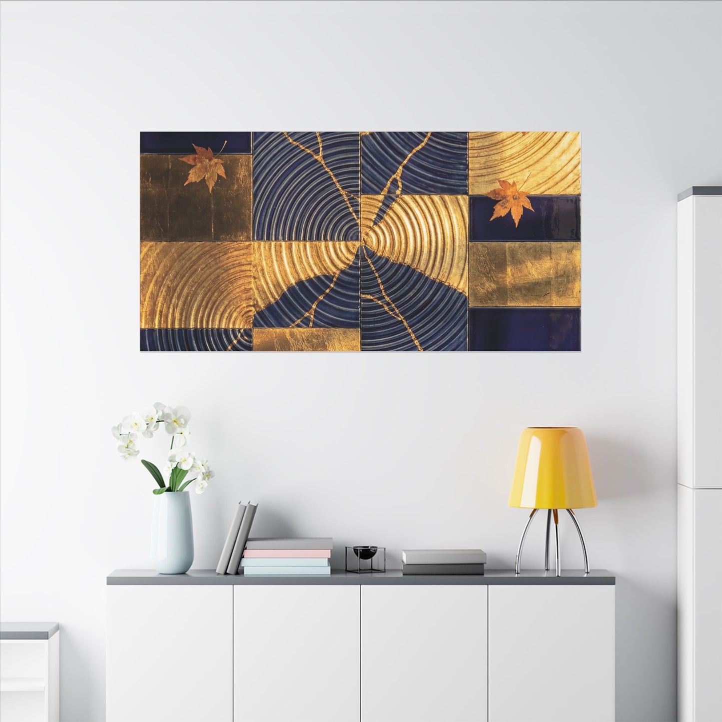 Autumn Water Ripple Crackle Gold Canvas Art | Artful Decor