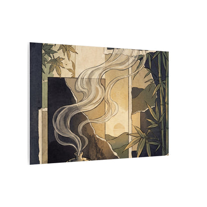 Tranquil Incense Smoke Canvas Art - Ukiyo E Inspired Zen