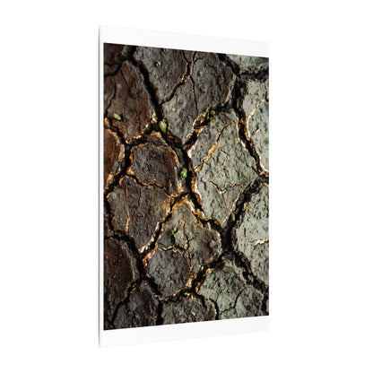 Earthy Cracked Earth Canvas Art - Japanese Pattern Japandi