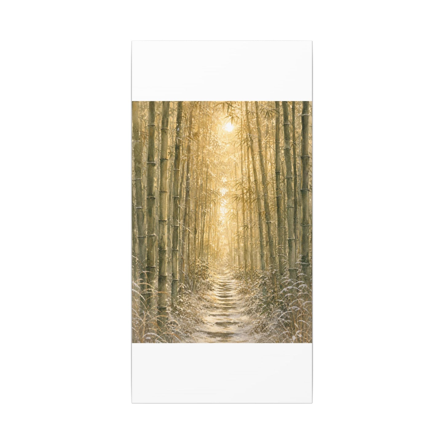 Bamboo Grove Winter Canvas Art | Japandi Elegant Design