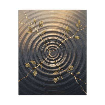 Kanso Water Ripple Canvas Art - Kintsugi Gold Vein