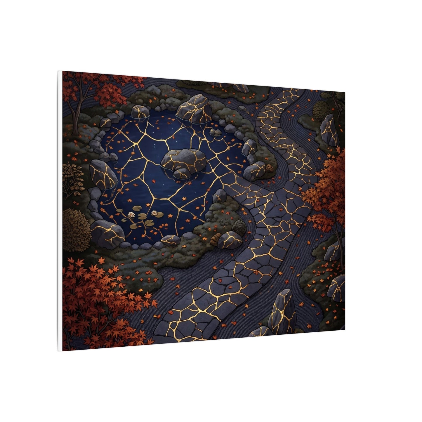 Moonlit Garden Gold Vein Canvas Art | Resilient Kintsugi Art