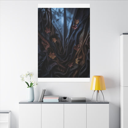 Silk Drape Canvas Art | Autumn Dark Japandi Moody Minimal Art