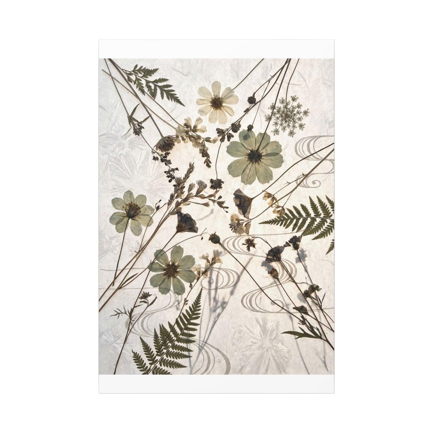 Japandi Dried Flowers in Golden Hour | Japanese Pattern Canvas Art