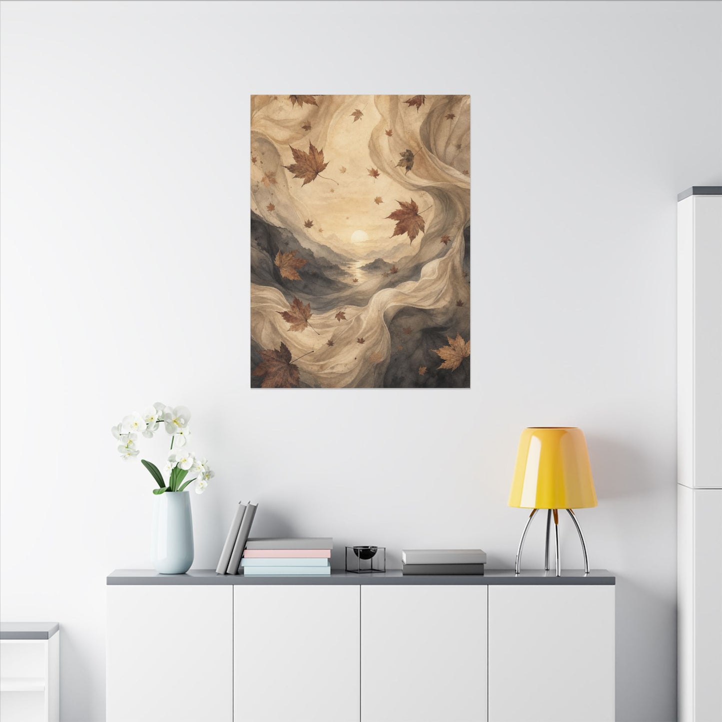 Autumn Silk Drape Watercolor Canvas Art | Earthy Decor
