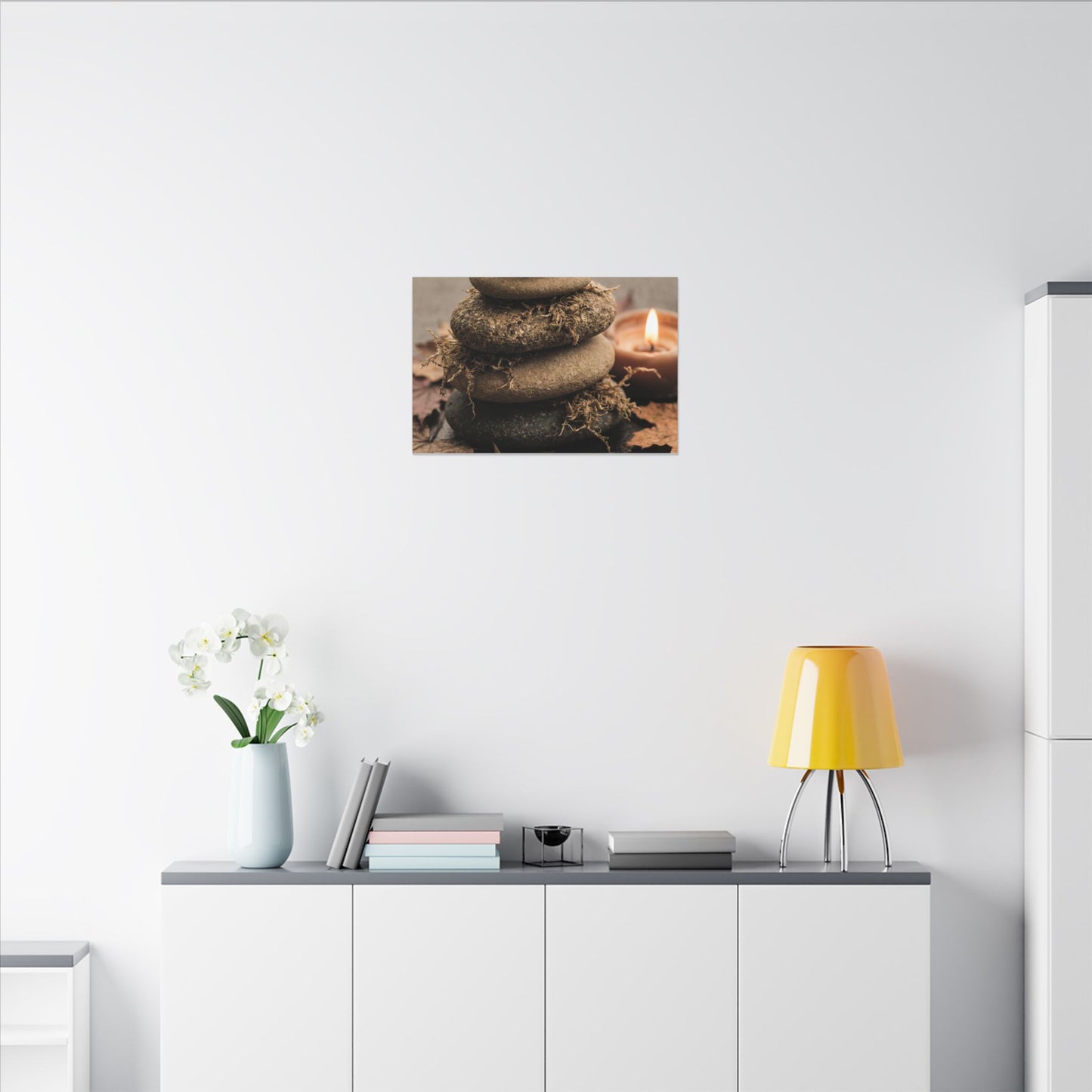 River Stones Canvas Art | Autumn Japandi Texture Art