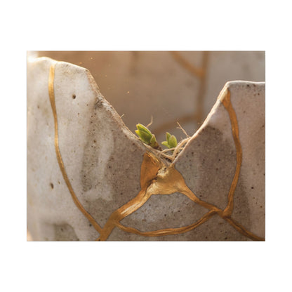 Golden Hour Broken Pottery Canvas Art - Japandi Kanso