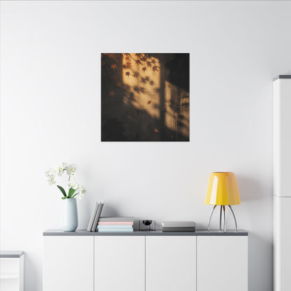 Shadow Play Canvas Art | Autumn Dark Japandi Charcoal Ink Art