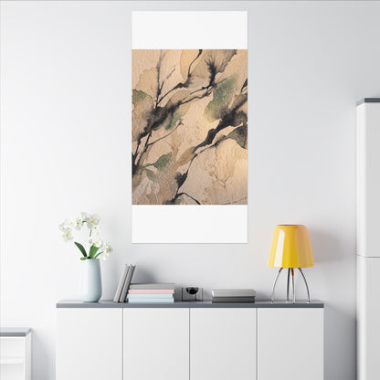 Japandi Shadow Play in Golden Hour | Watercolor Canvas Art