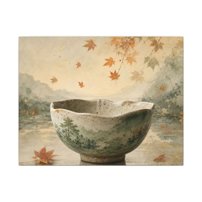 Autumn Ceramic Bowl Watercolor Canvas Art | Cozy Decor