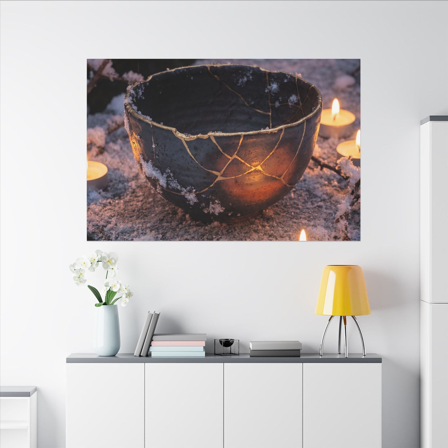 Ceramic Bowl Gold Repair Canvas Art | Beautiful Kintsugi Art