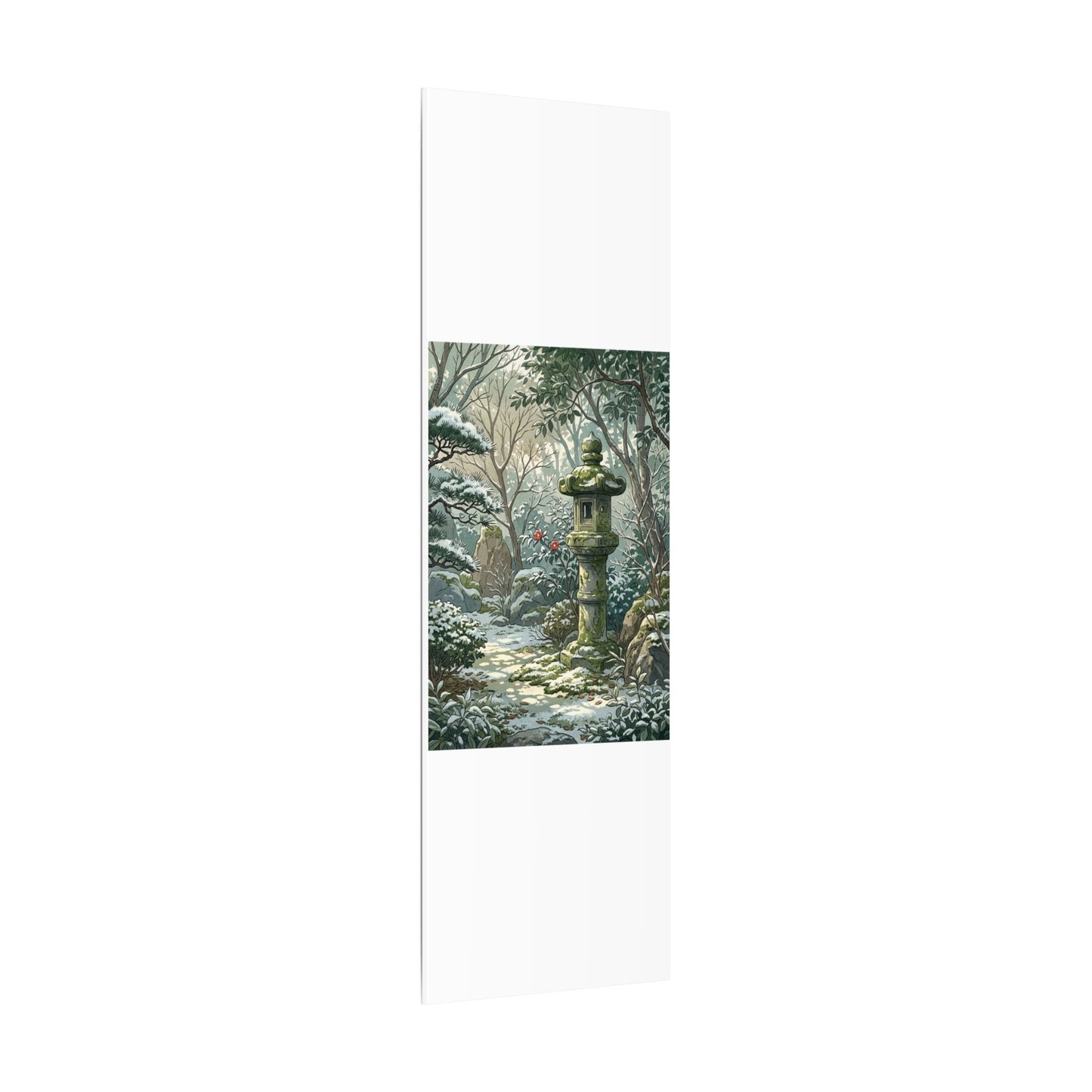 Stone Lantern Winter Canvas Art | Japandi Warm Design