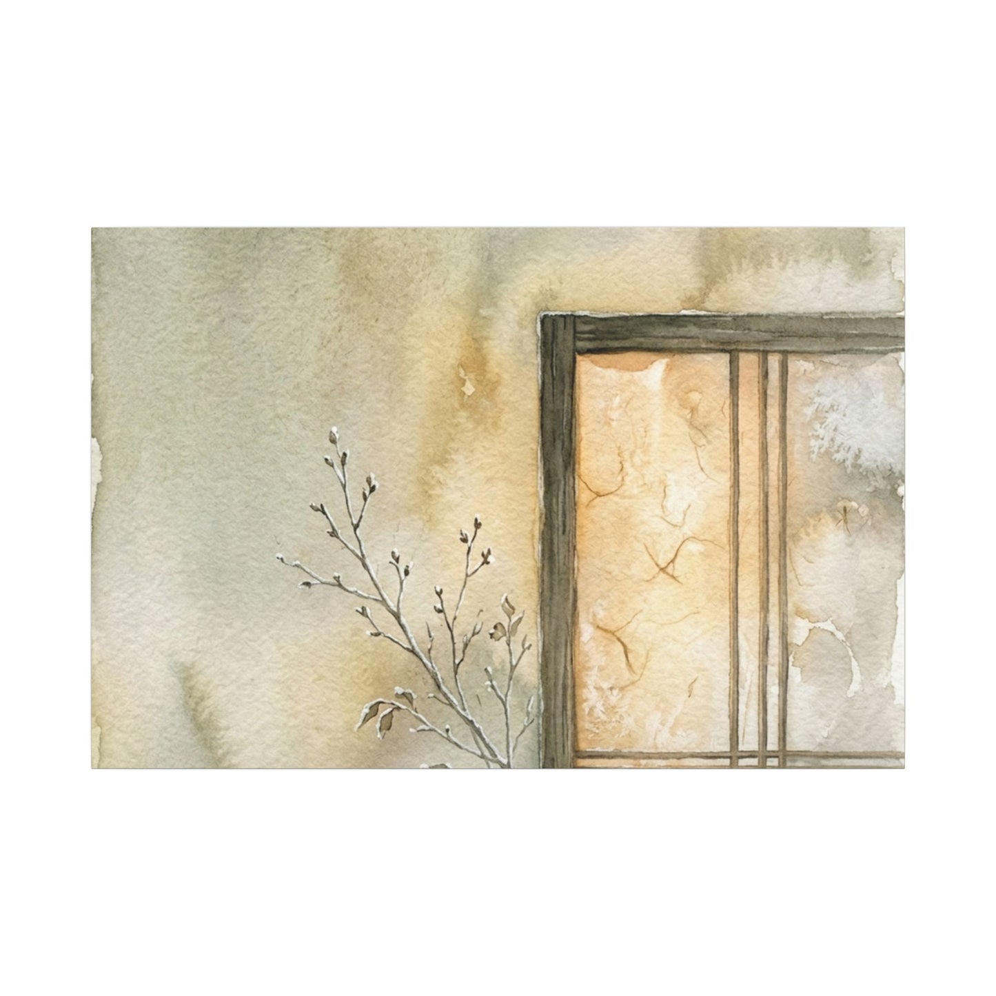 Ma Shoji Screen Canvas Art - Japandi Watercolor