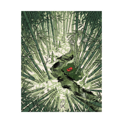 Zen Bamboo Grove in Overcast | Ukiyo E Inspired Wall Art Print