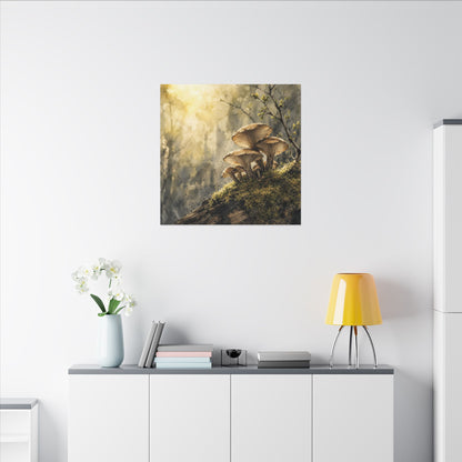 Wild Mushrooms Canvas Art | Spring Japandi Watercolor Art