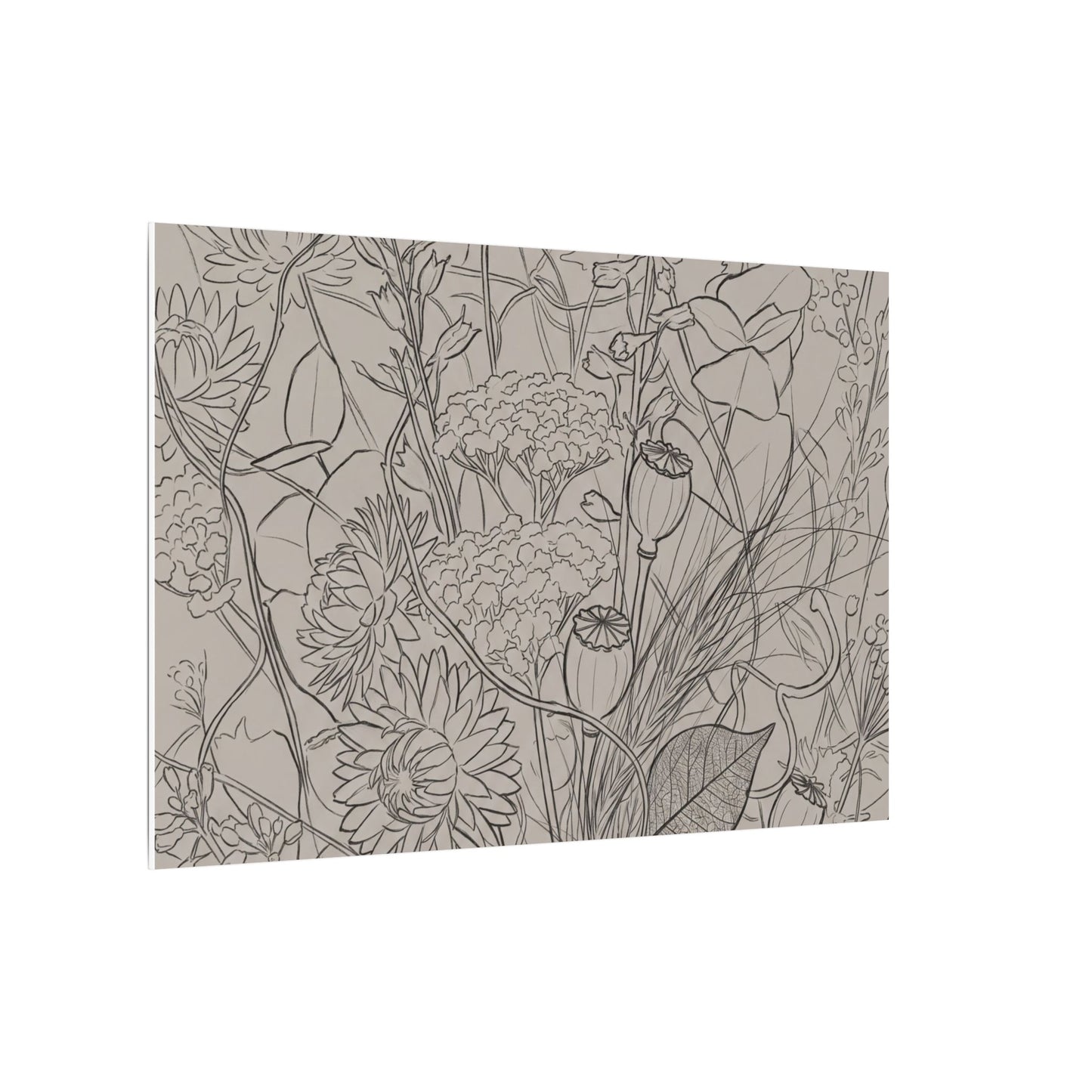 Summer Dried Flowers Minimal Line Canvas Art | Elegant Decor
