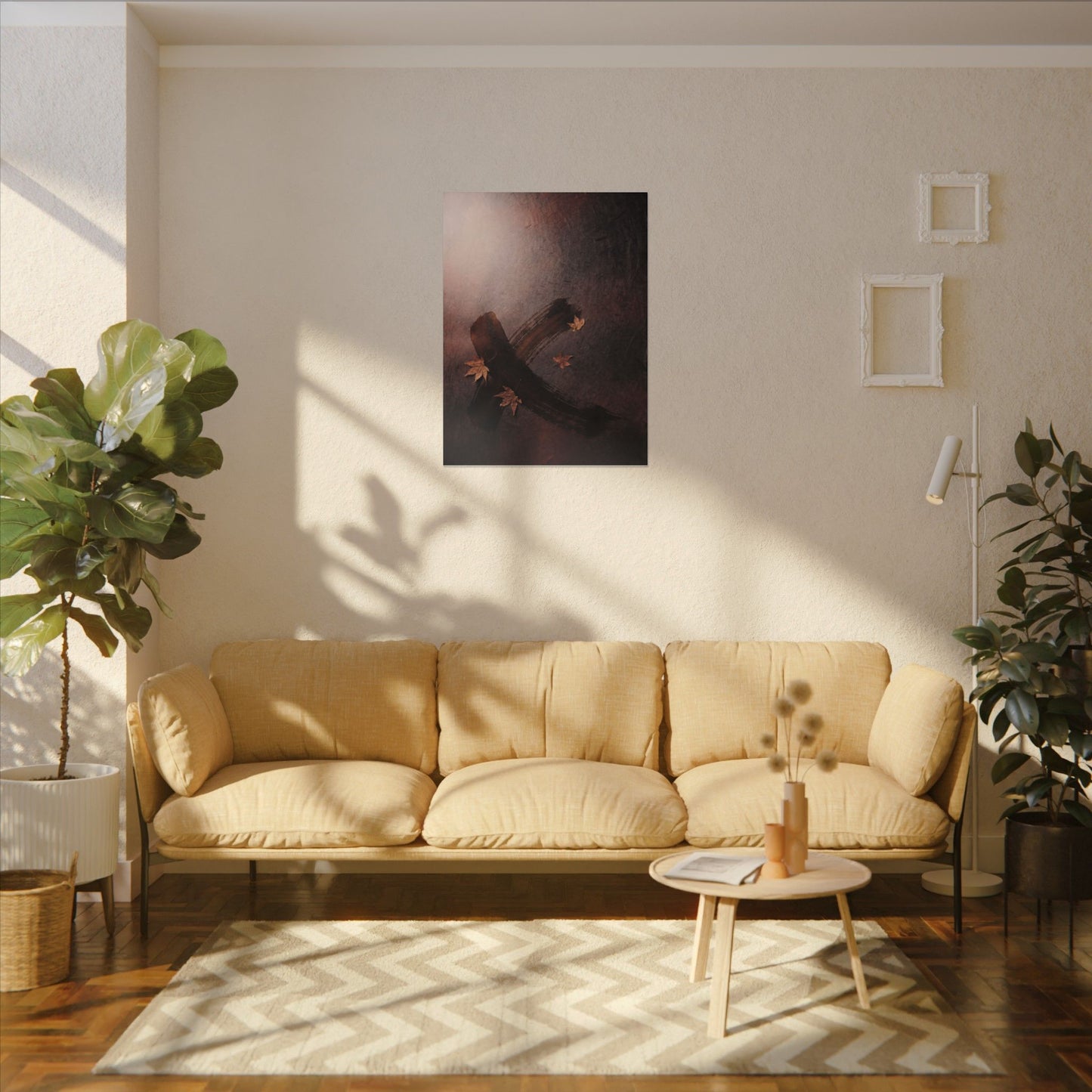 Moody Ink Brushstroke Canvas Art - Moody Minimal Dark Japandi