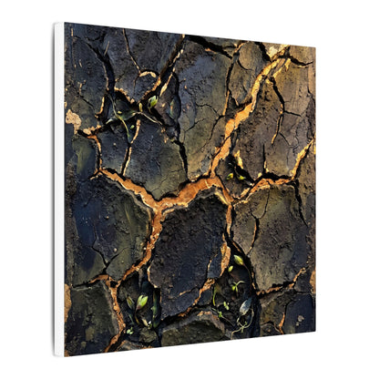 Cracked Earth Spring Canvas Art | Dark Japandi Atmospheric Design