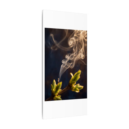 Incense Smoke Spring Canvas Art | Dark Japandi Atmospheric Design