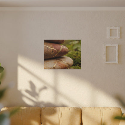 River Stones Summer Canvas Art | Kintsugi Healing Design
