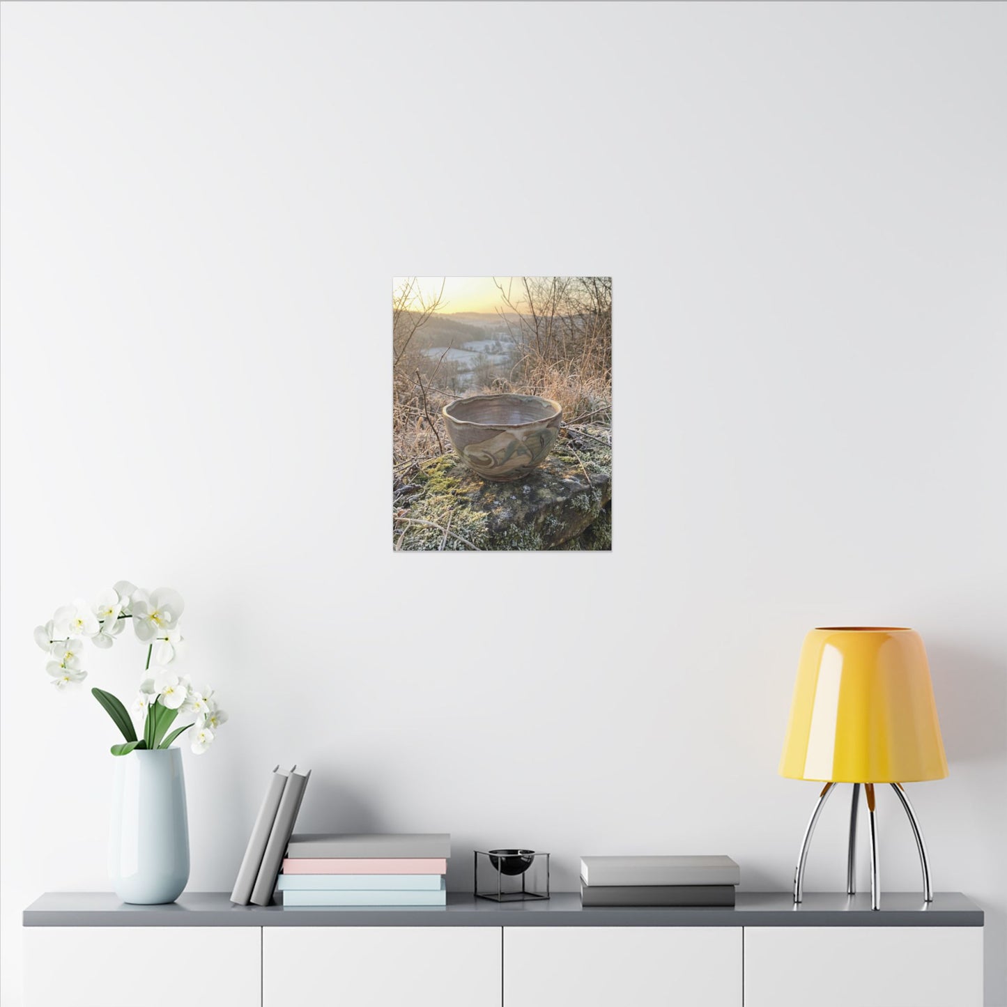 Golden Hour Ceramic Bowl Canvas Art - Japandi Shibui