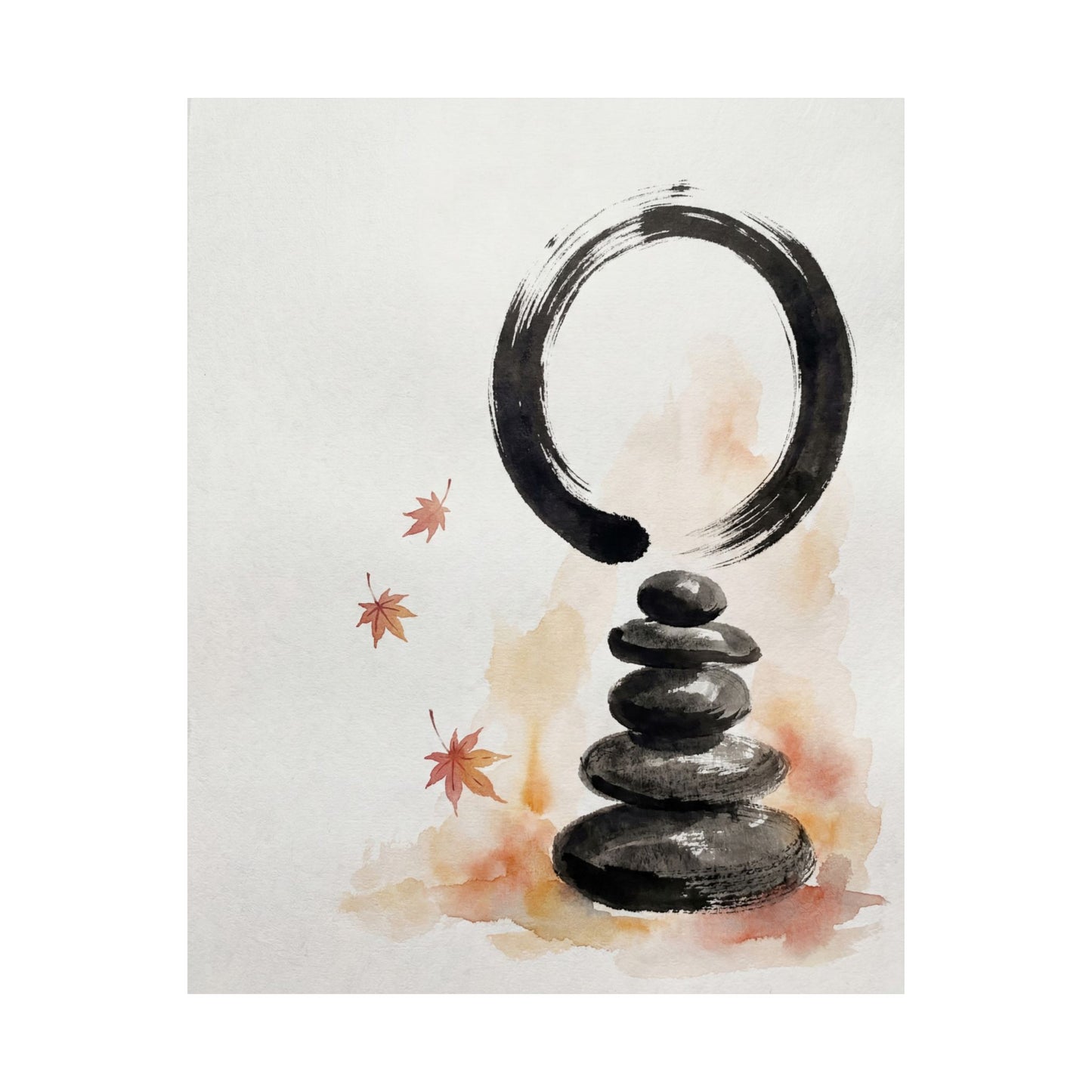 Tranquil River Stones Wall Art Print - Enso Zen