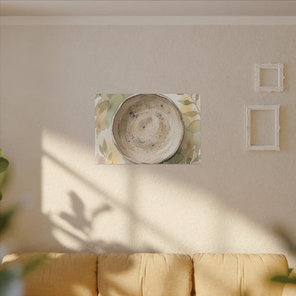 Ceramic Bowl Watercolor Canvas Art | Warm Japandi Art
