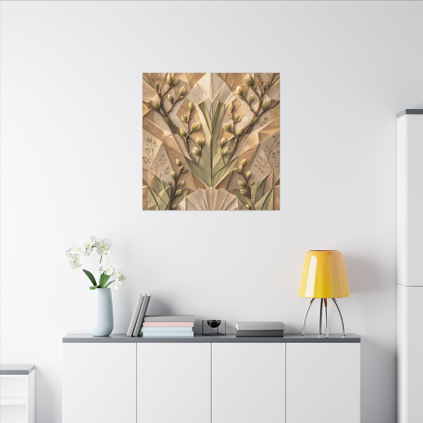 Kanso Paper Fold Canvas Art - Japandi Japanese Pattern