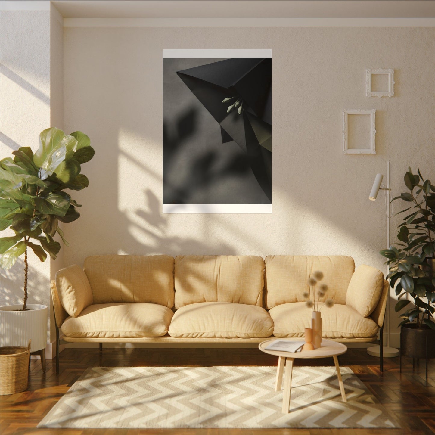 Paper Fold Moody Minimal Canvas Art | Luxurious Dark Japandi Art