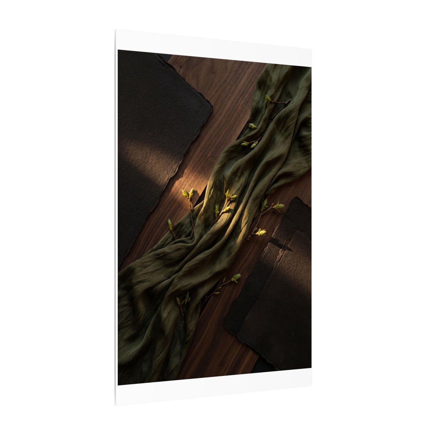 Silk Drape Canvas Art | Spring Dark Japandi Dark Texture Art