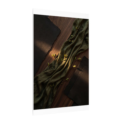 Silk Drape Canvas Art | Spring Dark Japandi Dark Texture Art
