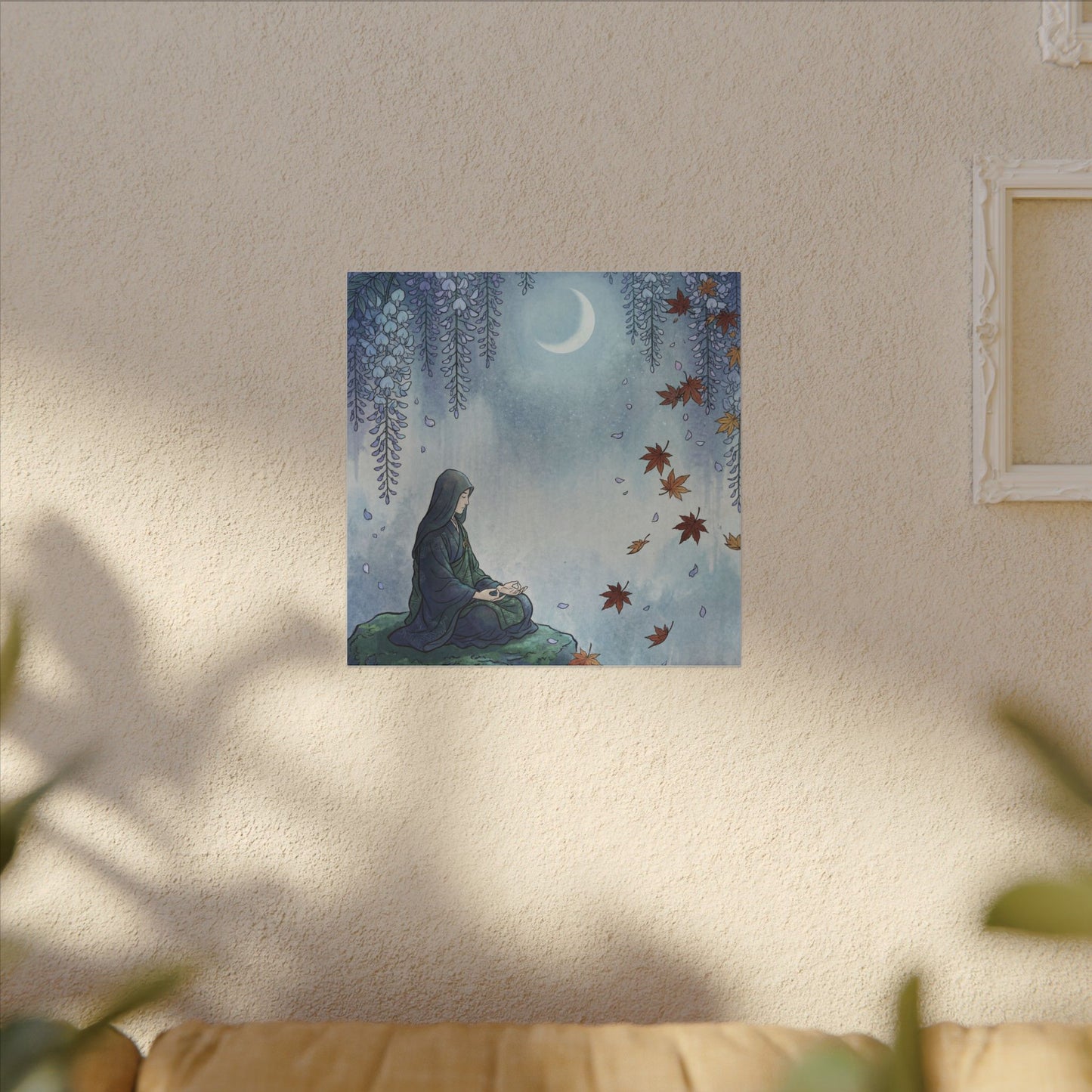 Zen Wisteria in Moonlight | Ukiyo E Inspired Canvas Art