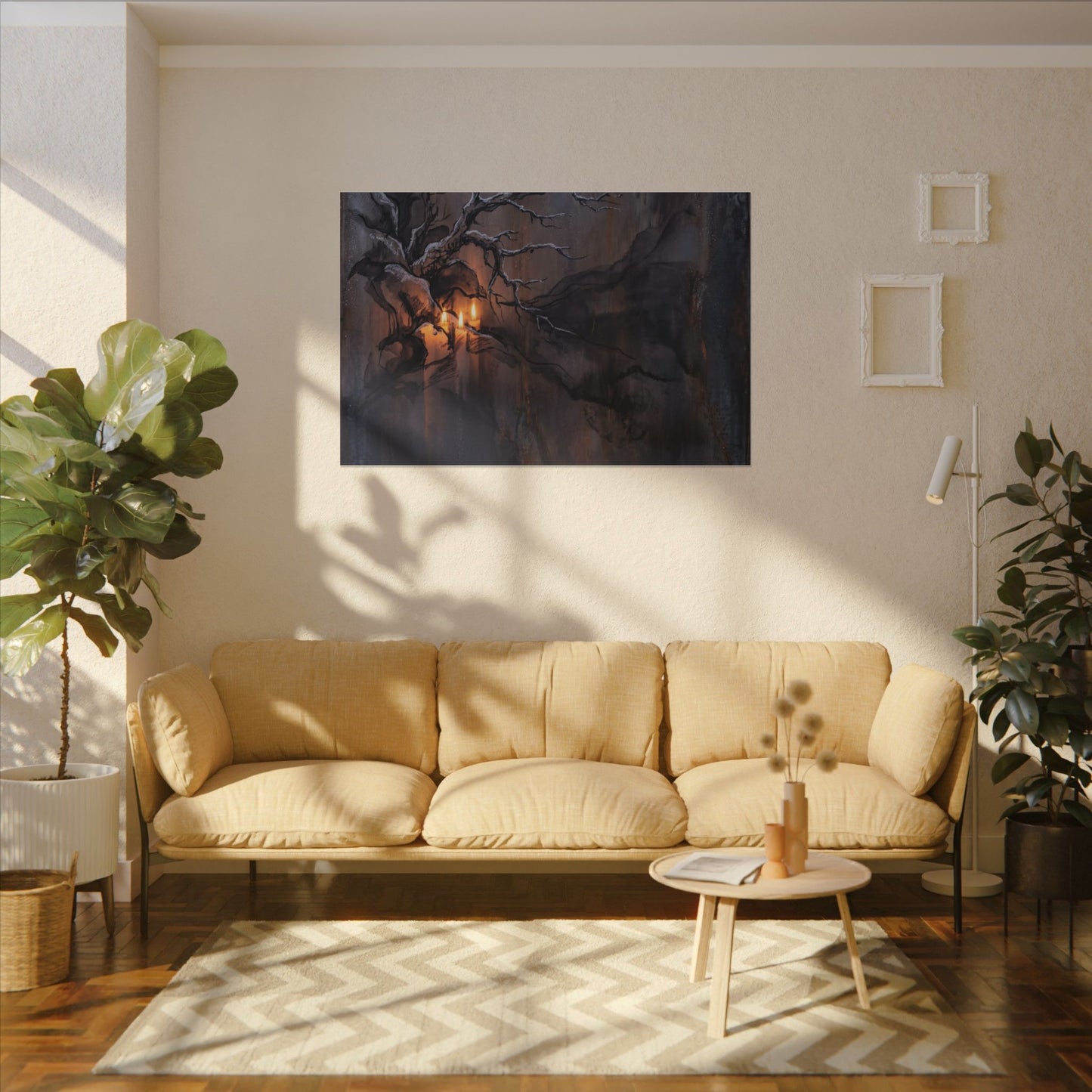 Winter Rust Patina Charcoal Ink Canvas Art | Atmospheric Decor
