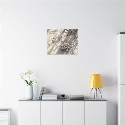 Winter Lotus Flower Sumi E Canvas Art | Contemplative Decor