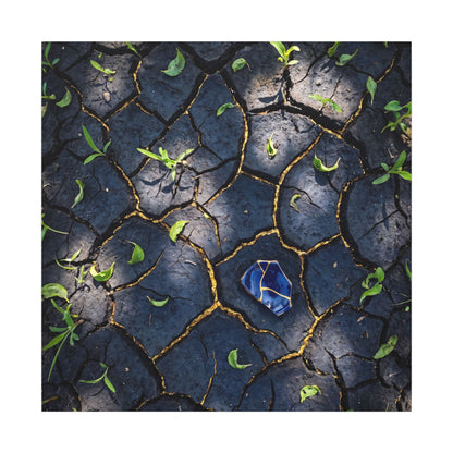 Cracked Earth Canvas Art | Spring Dark Japandi Moody Minimal Art