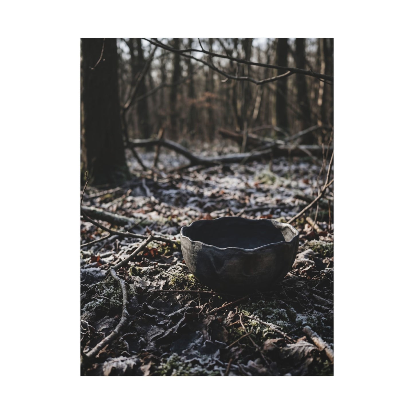 Dappled Ceramic Bowl Canvas Art - Dark Japandi Kanso