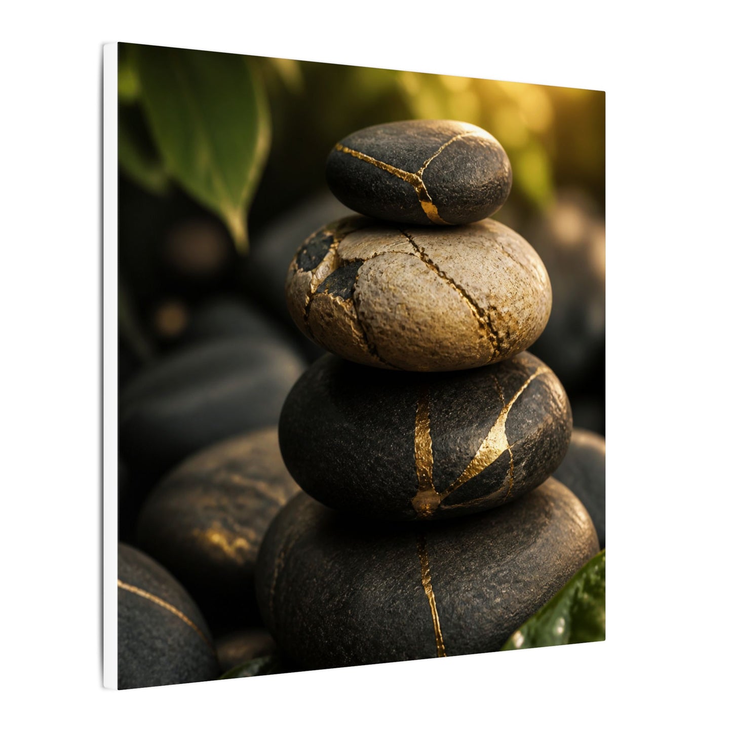 Summer River Stones Broken Beauty Canvas Art | Healing Decor